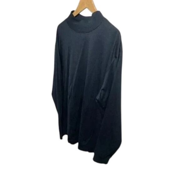 Lands' End Super-T Black Mock Neck Long Sleeve Shirt – Men’s XXL 50-52 Cotton - Picture 2 of 6